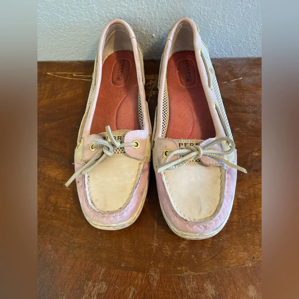 Sperry Women's Boat Shoes Flats in Cream and Pink - Picture 2 of 8